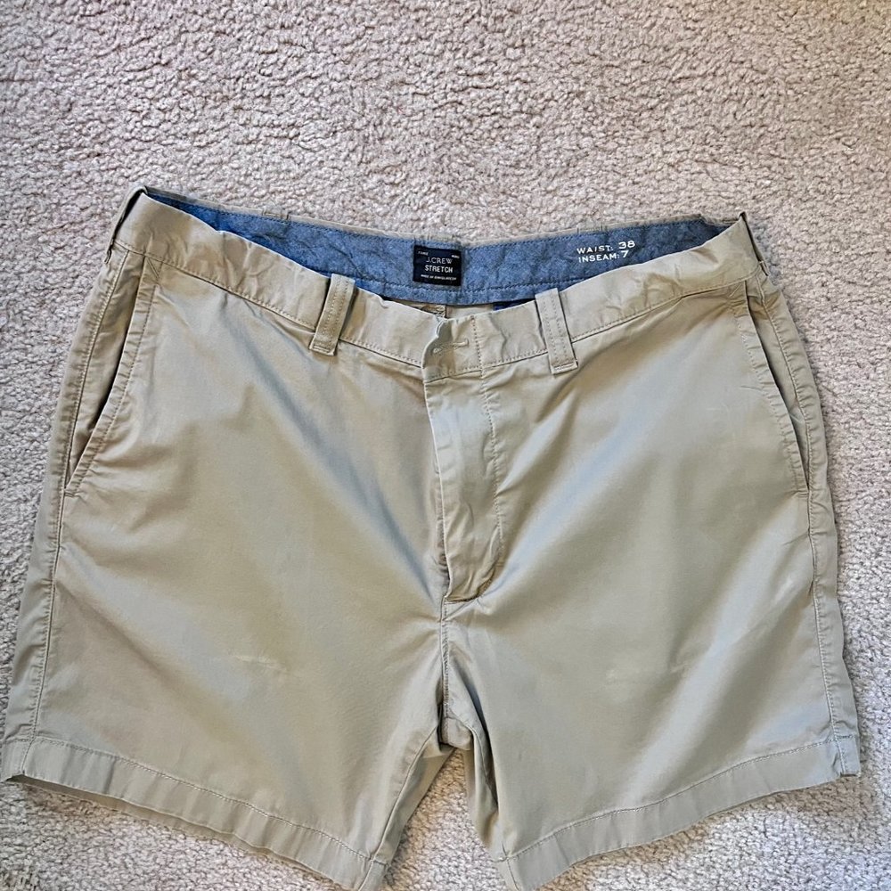 J Crew Stretch Khaki Shorts 38" Waist 7" Inseam